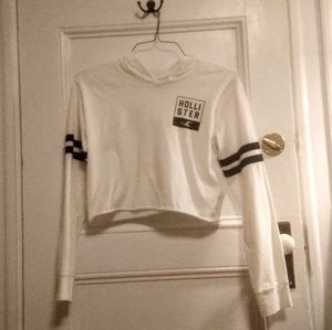 Hollister cropped white hoodie